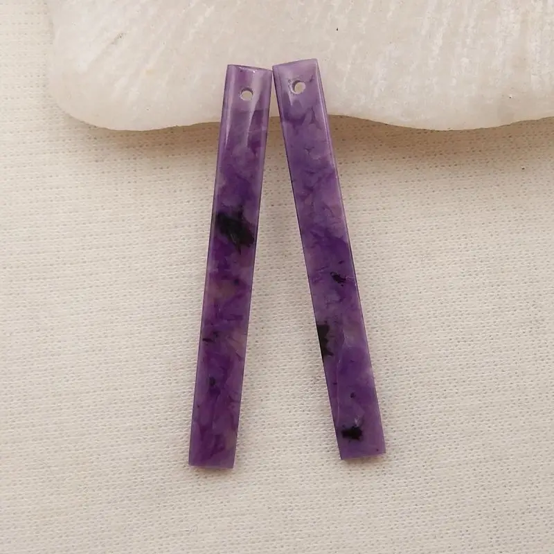 Semiprecious Natural Stone Charoite Gemstone Earring Beads Accessories For Women 41x5x3mm 3g