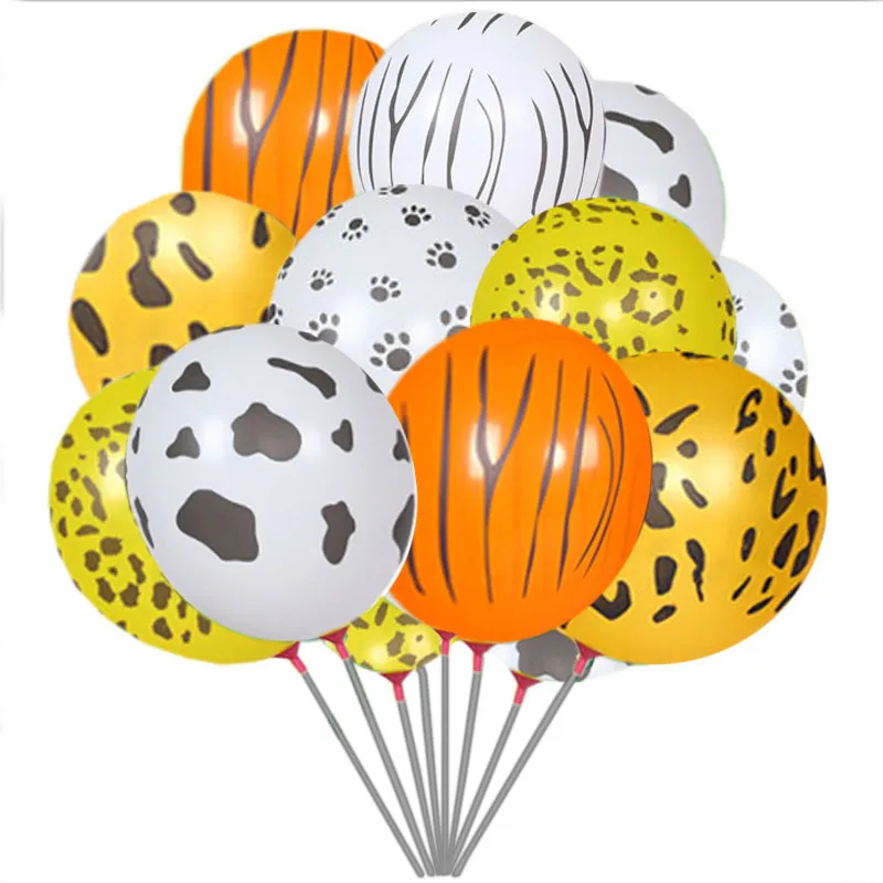 Jungle Animal Balloons Cartoon Leopard Footprint Cow Latex ballons Farm Theme Happy Birthday Party Decor Kids Boys Girls Balon |