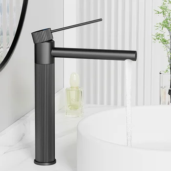 ก๊อกน้ําอ่างล้างหน้าสแตนเลสทอง/สีดําก๊อกน้ําห้องน้ํา Crane สูงก๊อกน้ําอ่างล้างจานร้อนเย็นอ่างล้างจานก๊อกน้ําห้องน้ํา 2