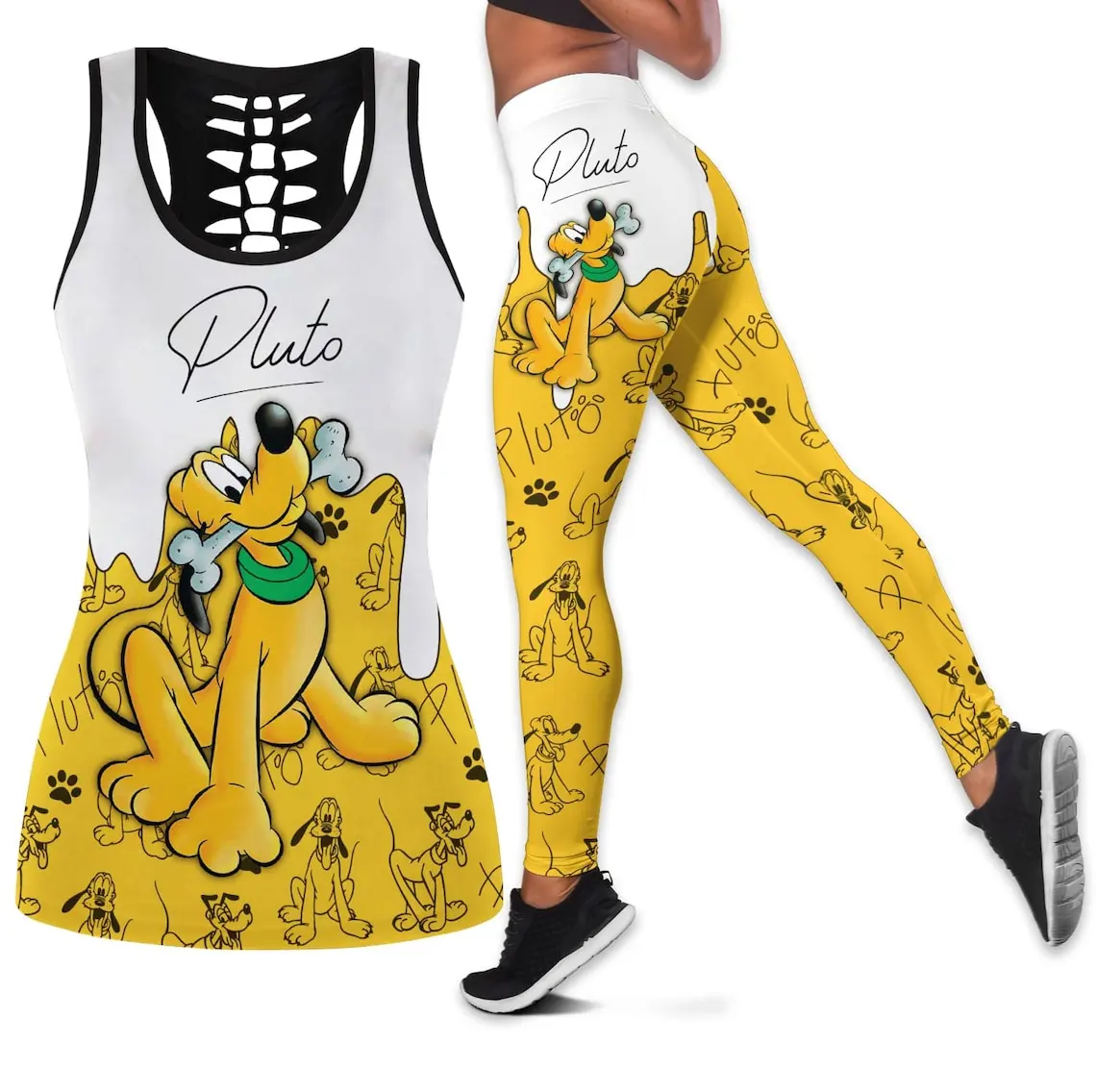 Disney-Women's 3D Pluto 3D Hoodie Yoga Pants Set, leggings