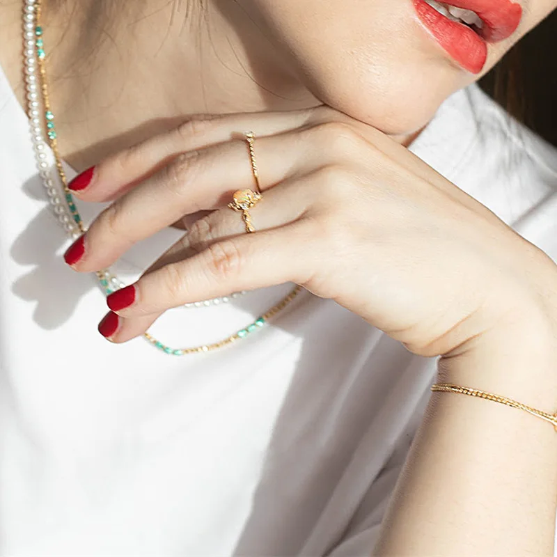 925 Sterling Silver Plated 18K Gold Imitate Opal Zircon Ring Luxury High Quality Jewelry Gifts For Women Girls