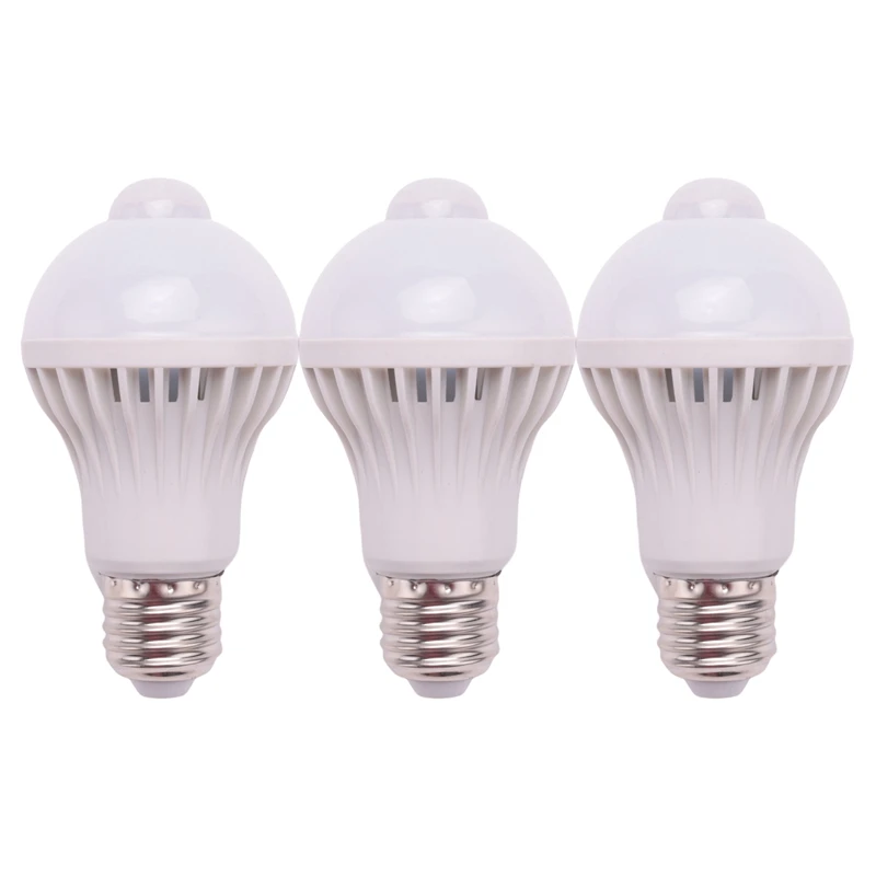 

3X E27 LED Bulb Light Motion Sensor Light LED PIR Motion Sensor Lamp Globe Bulb Light Lamp, 5W