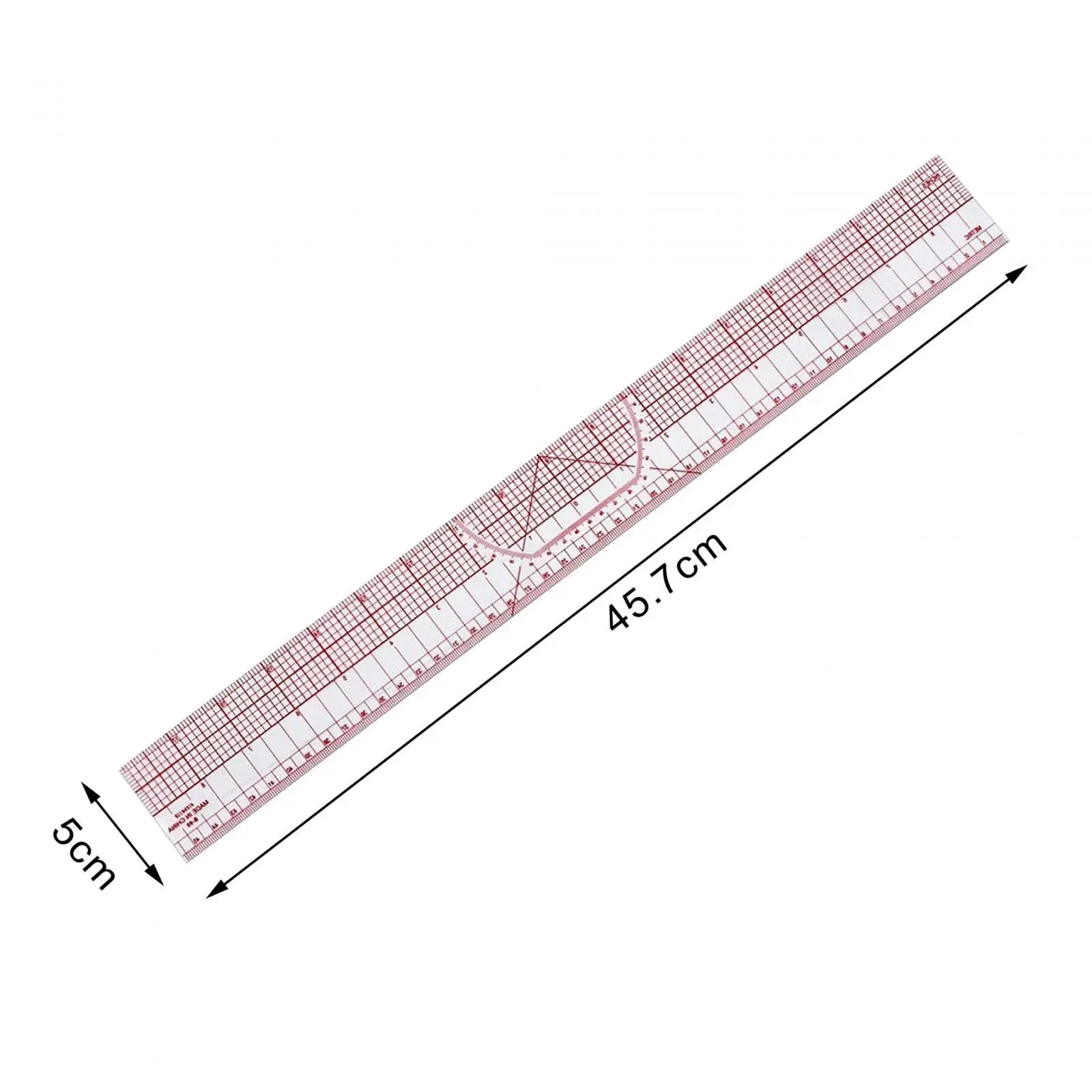 Grading Ruler 18 Inch Multifuctional Built in Scale Transparent Tailor Ruler for