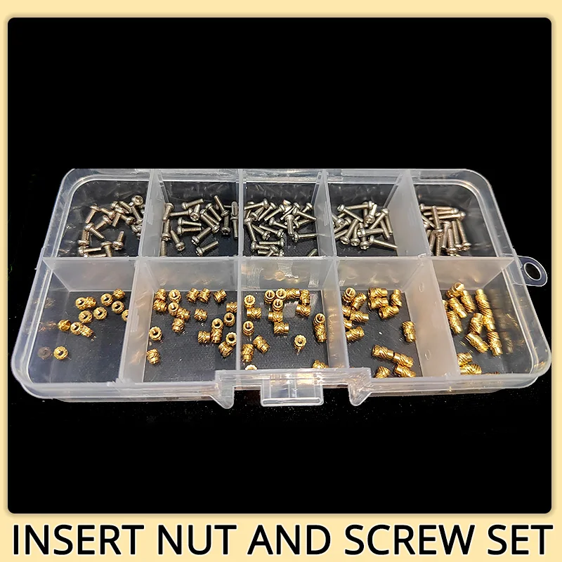 M2 M2.5 Brass Insert Nut and 304 Stainless Steel Screw Set Heat Hot Melt Knurled Embedment Thread Copper Barrel Nut Kit