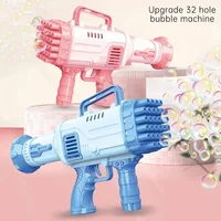 32 Holes Bubble Machine Gun Toys for Kids Rocket Soap Bubble Machine Guns Automatic Toys Children Gift( Not Include AA Battery) 1