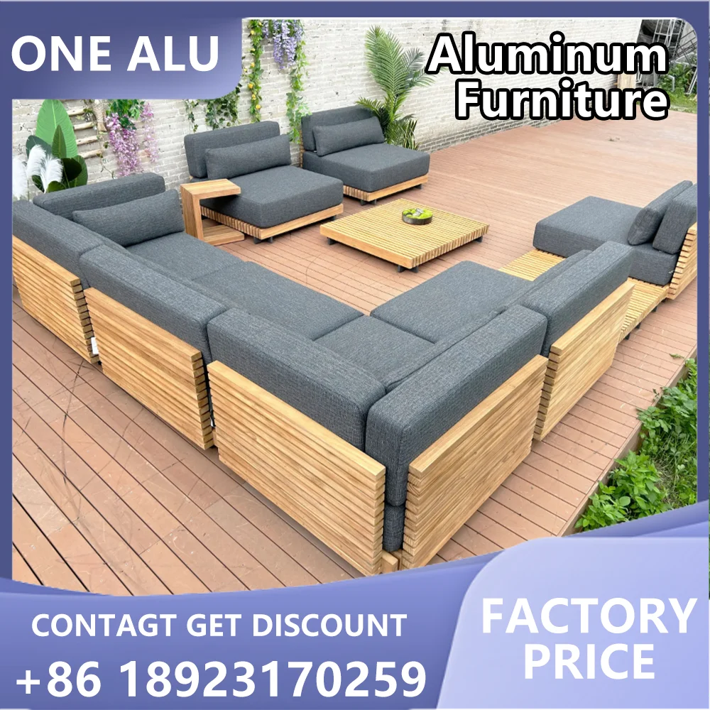 Современная алюминиевая уличная мебель для отеля, садовый диван для виллы, прочный комплект мебели для патио, курортный роскошный уличный садовый комплект