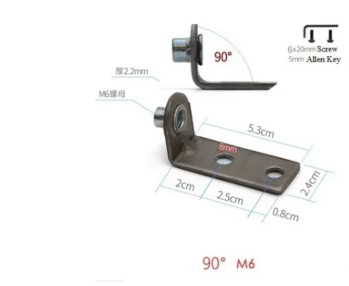 4Pcs 90 98 Degrees L Shaped Transforming Pivot Bracket M6 M8 Threaded Nut Furniture Chair Hardware Fitting