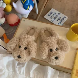 Cozy Fluffy Poodle Slippers - Cute Animal Winter Slides - 36 - 37 (Khaki)