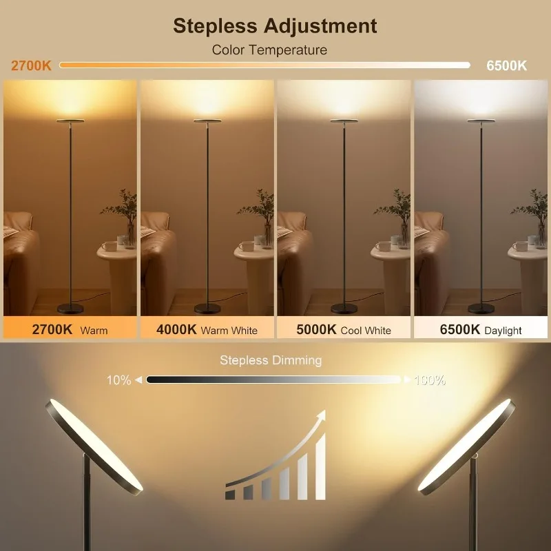 RGB Torchiere Floor Lamps for Living Room, 32W/3200LM Bright LED Standing Lamp with Remote, Modern Color Changing Tall Lamp with 4