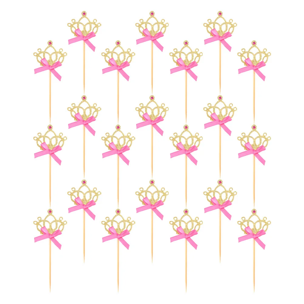 

36pcs Cake Picks Topper Decors Cupcake Toppers Birthday Cake Crown Pick Decorations