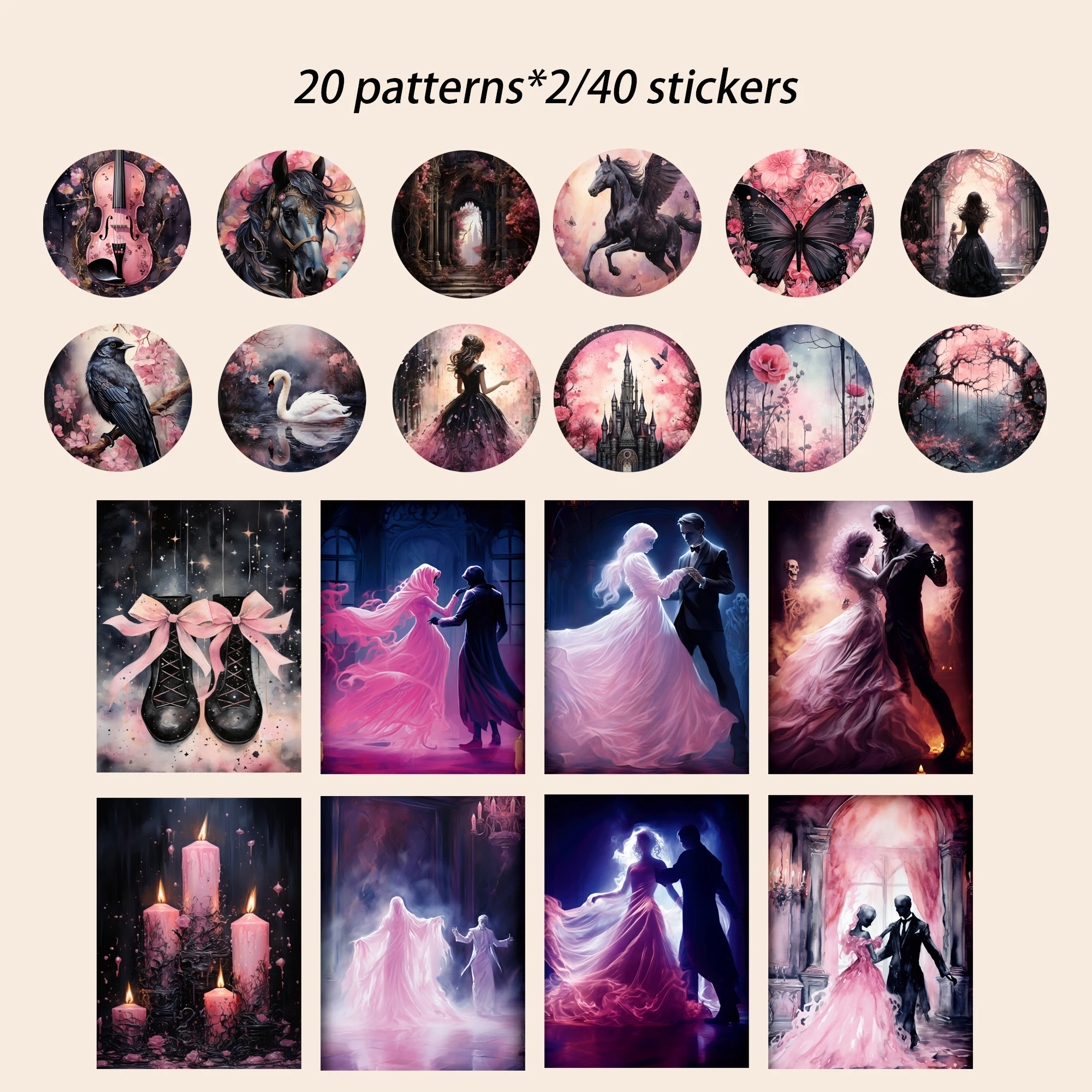 Eve zingaiチャーム コンプリートセット(5種) JaiIman 54 pieces(12papers+42stickers)A5 Pink Gothic Style
