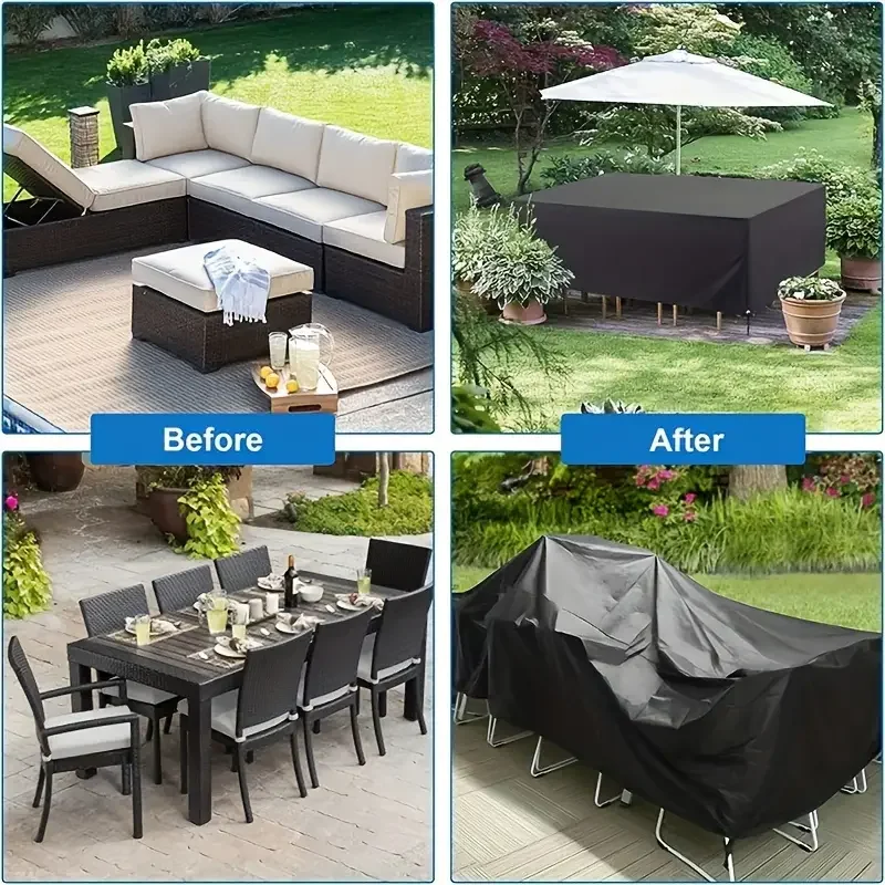 Waterproof Outdoor Terrace Garden Furniture Cover Rain And Snow Chair Cover Sofa Table And Chair Dust Cover 6
