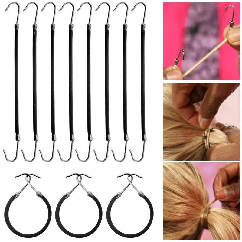 

3PCS Elastic Hook Hair Tie Styling Ponytail Holder Hooks Hair Cord Girl Bungee Bands Hair Rope Women Headband Headwear Scrunchie