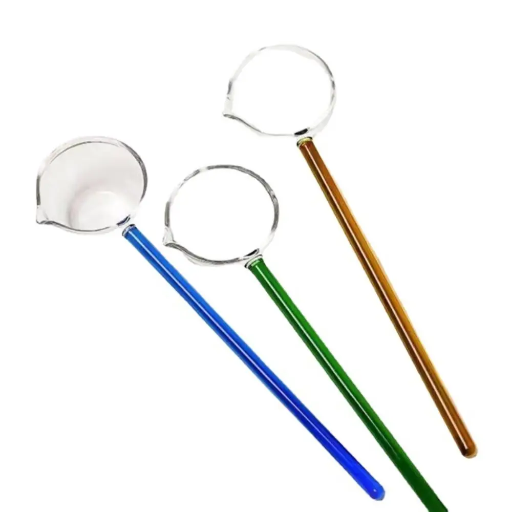 Borosilicate Glass Spoon Colored Long Handle Heat Resistant Deep Sauce Soup Spoon Heated Directly Home Kitchen glass spoon