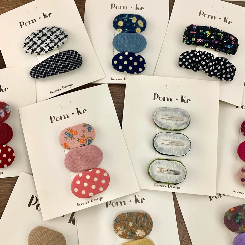 2/3pcs Kids Hari Clip Aesthetic Cute Sweet Floral Knit Plush Children Barrettes Headwear Hair Accessories