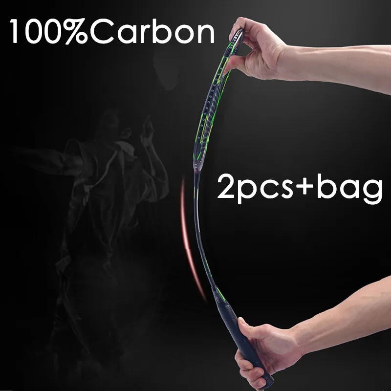Badminton Racket 2pcs Carbon Badminton Racket String 100 Carbon