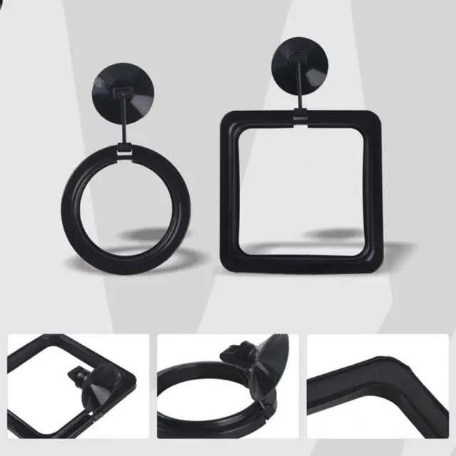 448B Fish Feeding Ring Safe Floating Feeder Circle with Suction Cup for Guppy Betta Easy to Install Black Square / Round 3
