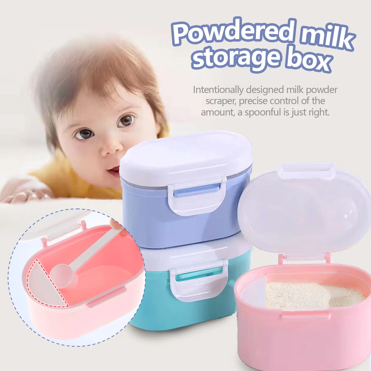 Double-layer Moisture-proof Baby Milk Powder Storage Box With Spoon