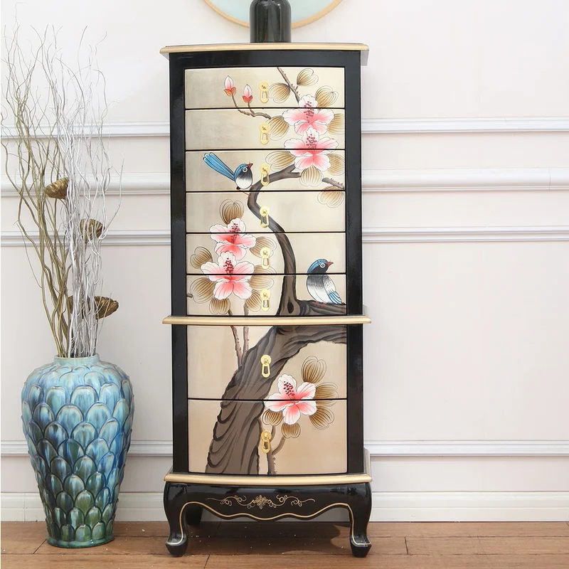 

Painted Large Capacity Eight Spares Cabinet Living Room Sofa Side Cabinet Drawer Storage Cabinet Bedroom Locker