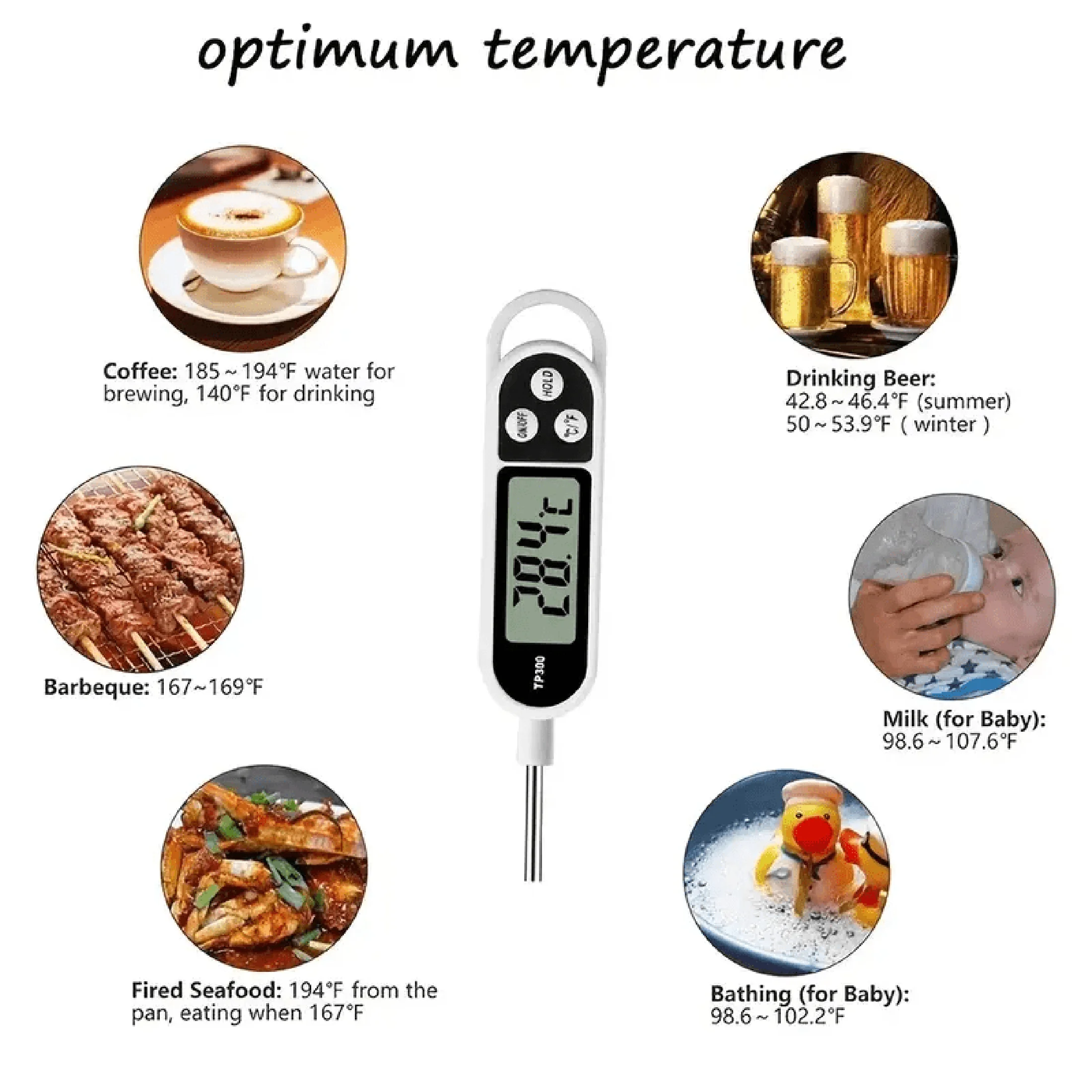 Digital Kitchen Thermometer 1pc Stainless steel probe cooking food barbecue stove water milk oil liquid meat digital kitchen thermometer