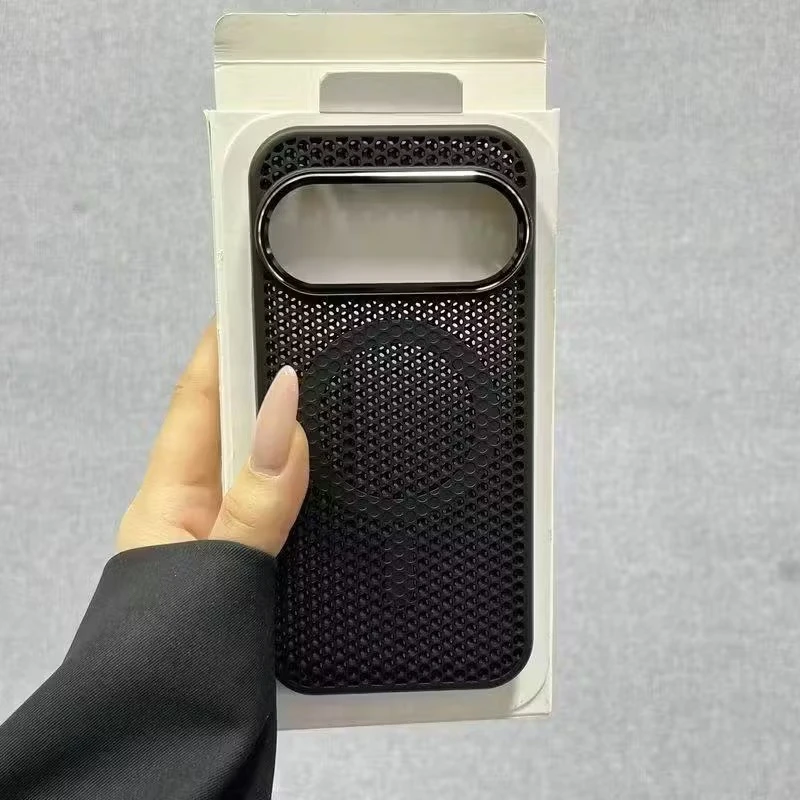 MagSafe Magnetic Cooling Honeycomb Mesh Protective Phone Case with Metal Lens Frame