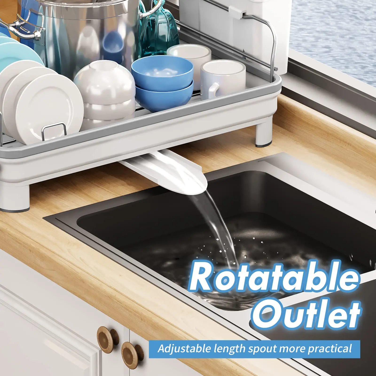 Kitchen Dish Drying Rack with Drainboard,Stainless Steel over Sink