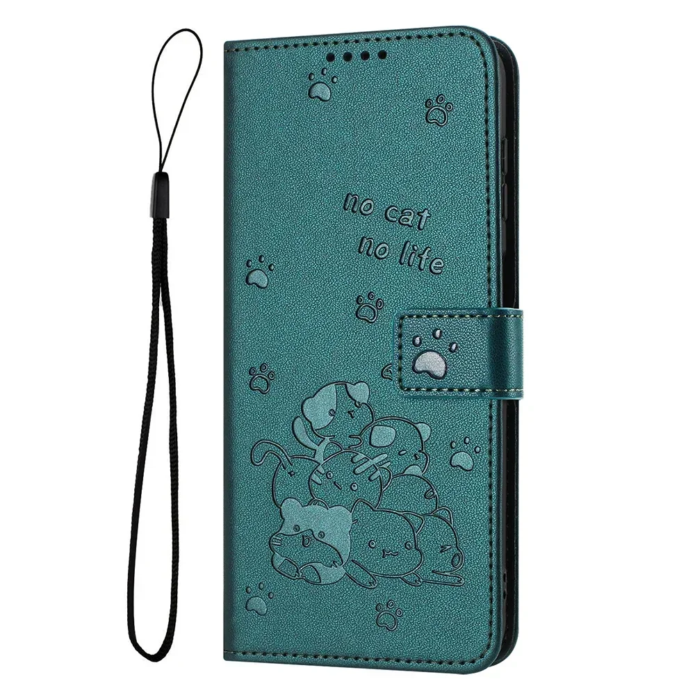 Curte Cat Leather Wallet Cover Case with Stand and Card Holder