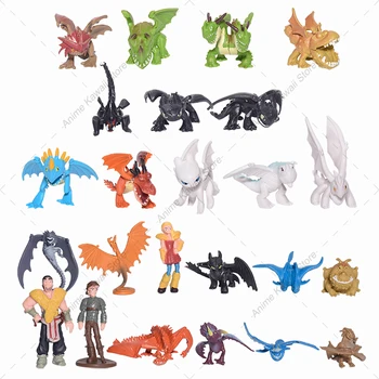 12Pcs 24Pcs How to Train Your Dragon Hidden World Toothless Fury Mini Cute Anime Character PVC Action Collectible Figure Model