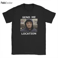 Khabib Nurmagomedov Send Me Location T Shirts Men's MMA 229 4XL 5XL 6XL Tops T-Shirts Round Neck  Cotton Tees