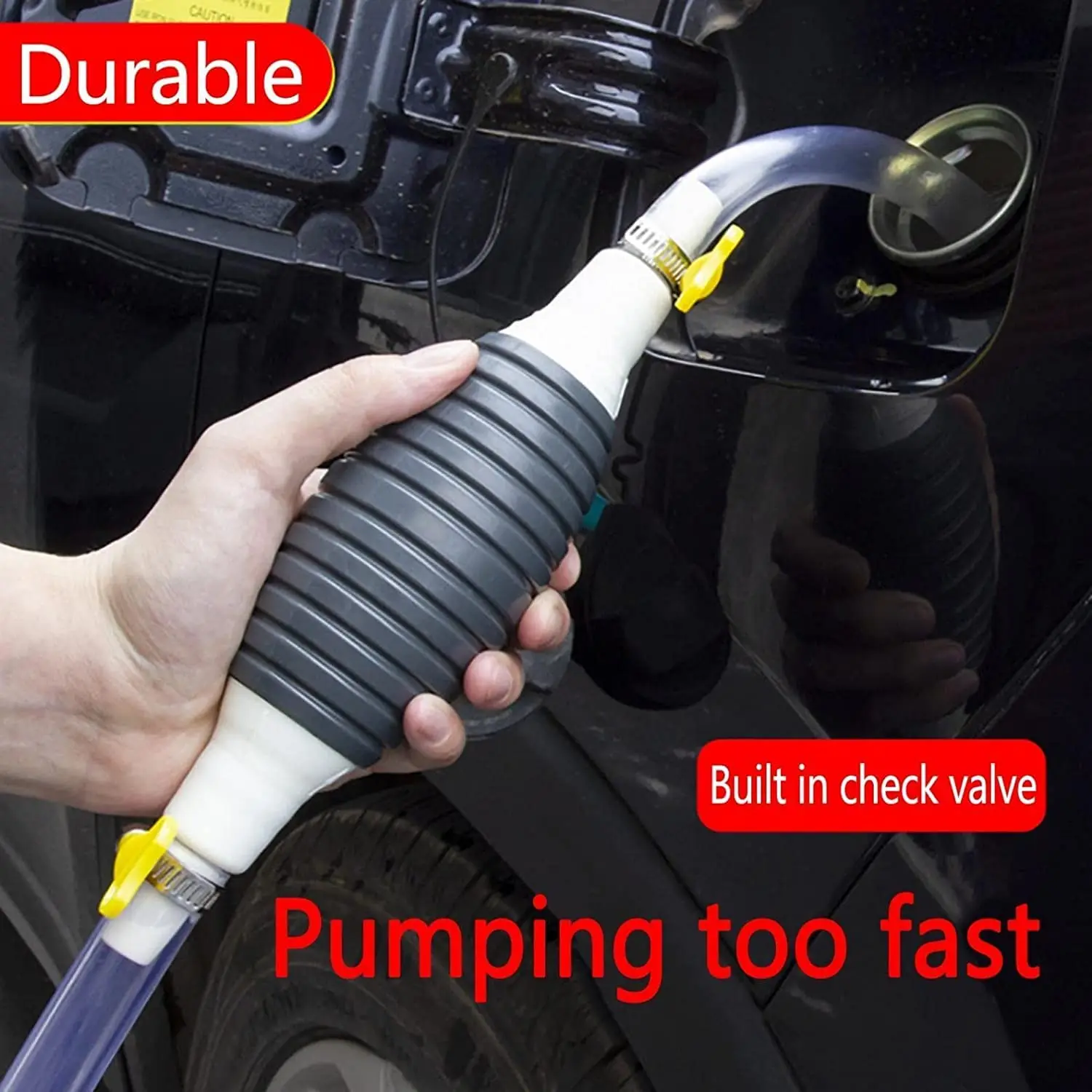 Pompe de transfert de carburant manuelle portable – Pompe de transfert de  carburant manuelle Pompe à eau/essence de voiture portable Siphon Tuyau  d'aspiration avec pompe de transfert de carburant (2 m