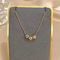 Collier de perles étoiles Triple couleur pour femmes et filles, mignon, à la mode, plaqué or, en acier inoxydable, bijoux imperméables 1