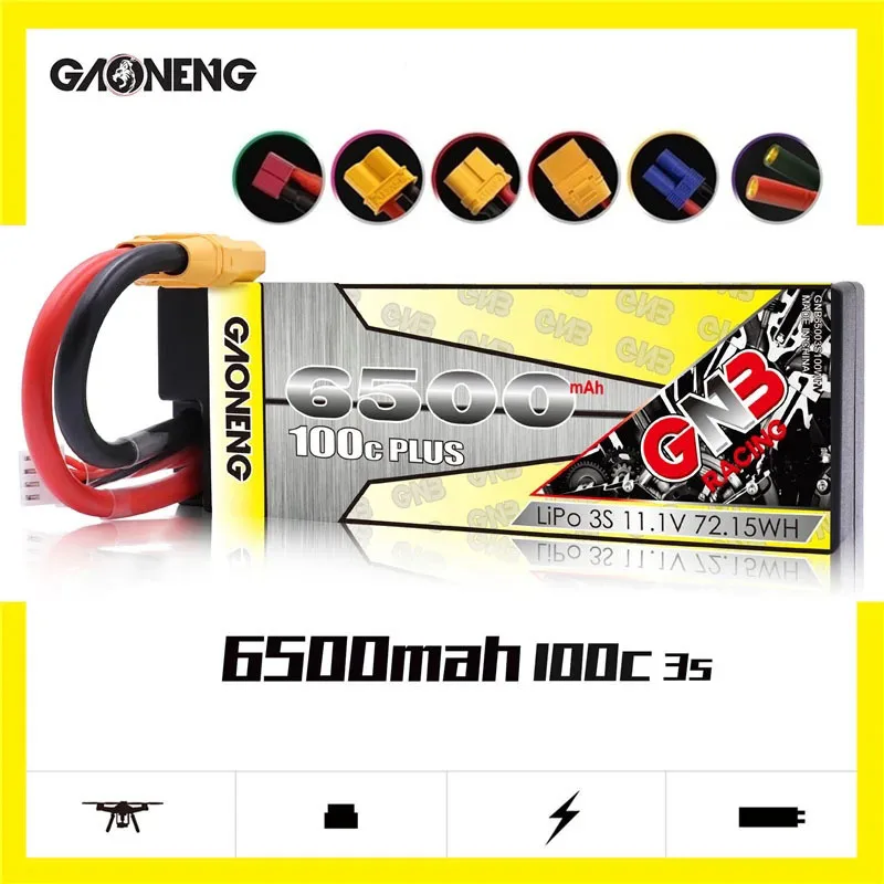 

GNB 3s 6500mAh 100c/200c Lipo Battery For RC Cars Boats RC Helicopter Quadcopter FPV Racing Drone Spare Parts 3s Drones Battery