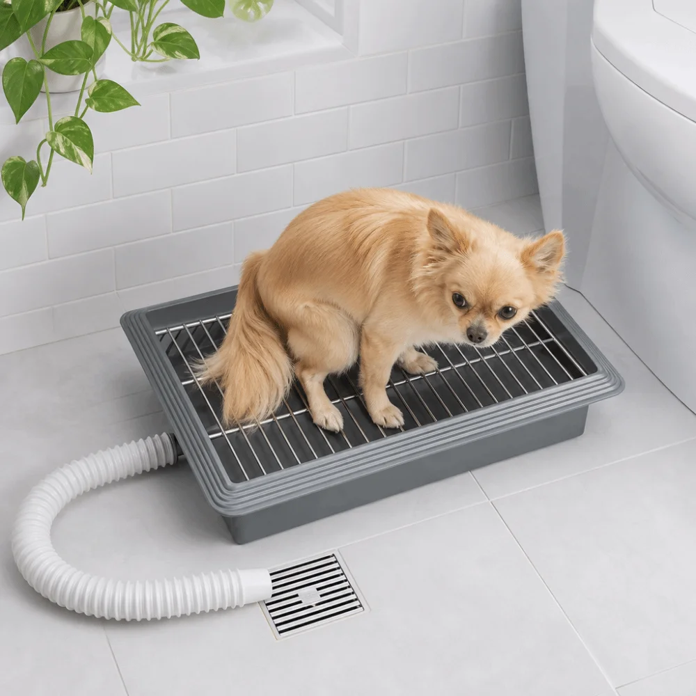 Toilette Portatile per Cani Anti-Schizzi e Lavabile, Vassoio Antiscivolo e Impermeabile per Cuccioli, Toilette per Addestramento Cani da Interno - immagine 2
