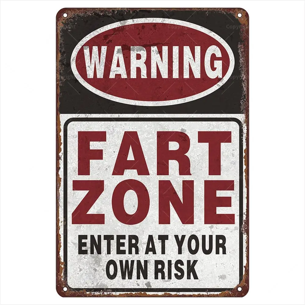 Humorous Fart Zone Retro Metal Tin Sign - Vintage-Inspired Wall Art