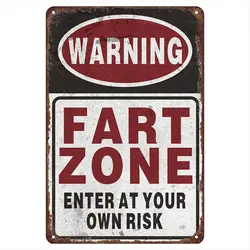 Humorous Fart Zone Retro Metal Tin Sign - Vintage - Inspired Wall Art - 14x20cm