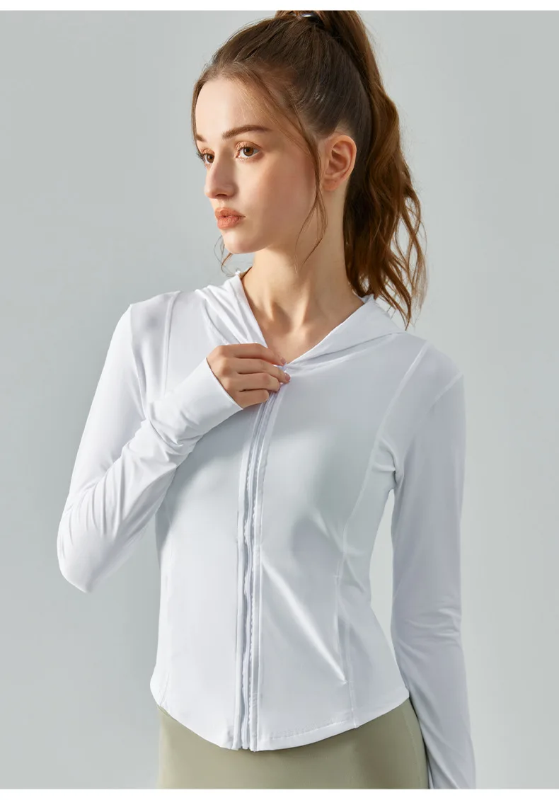 

Cool Feeling Sunscreen Sports Coat for Women, Slim, Slim, Zipper Hoodie, Running, Quick-Drying, Fitness Top, Spring and Summer
