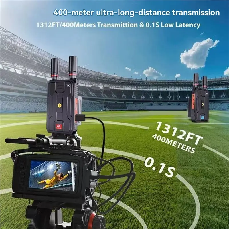 오디오 카메라 PC 4K 프로 무선 호환 익스텐더 400M 5G 듀얼 HD 비디오 송수신기 (TV 모니터용)