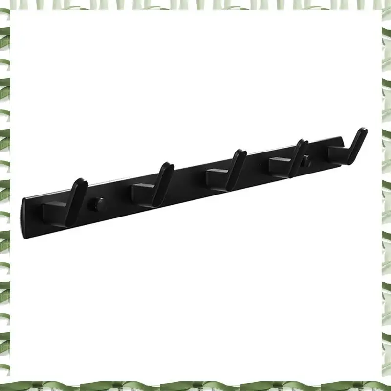 5 Hook Coat Hooks Aluminium Door Holder Towel Clothes Hats Bag Key Wall Hanging Hanger Black Bathroom Rack With Screws
