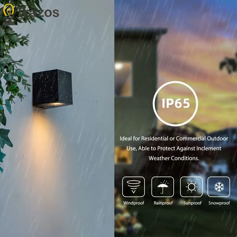 Outdoor LED Dual Head Wall Light Waterproof Up and Down Semi Circular Square Villa Entrance Corridor Barden Wall Washing Light