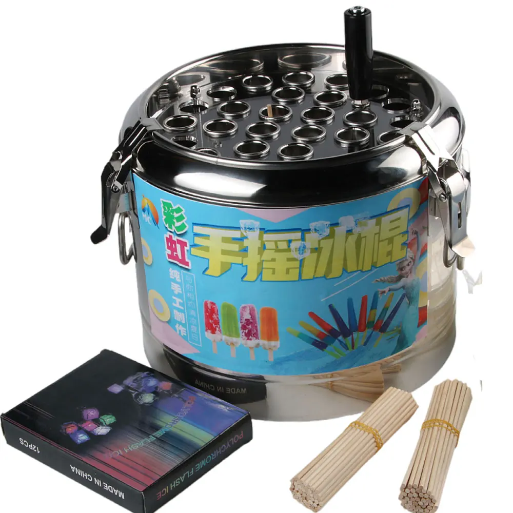 

Hand-Cranked Rainbow Popsicle Machine Mini Popsicle Bucket Manual Summer Shake Ice Mold