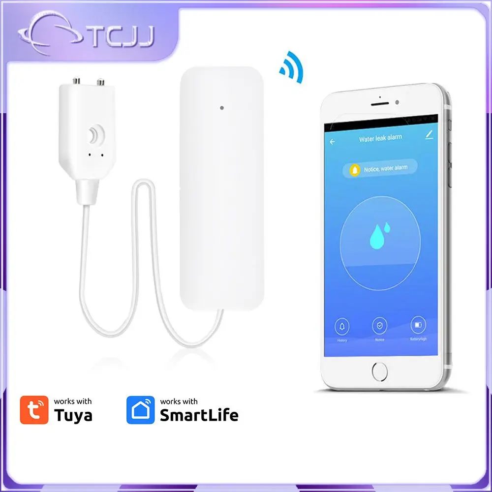 Tuya Smart Flood Leakage Sensor Remote Monitor WiFi Water Overflow Level Detector Water Leak Sensor Security Sound Alarm System water flood sensor smart siren alarm