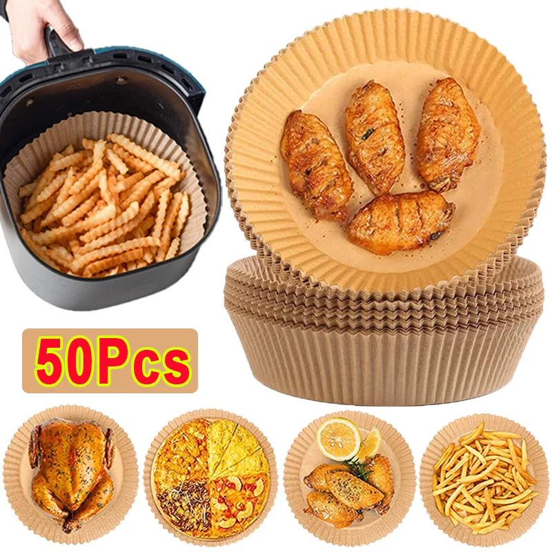 50PCS Disposable Air Fryer Tray Liner Paper Pad Non-stick Cooking Mat  Baking Paper Filters Silicone Oil Paper Kitchen Appliances - AliExpress