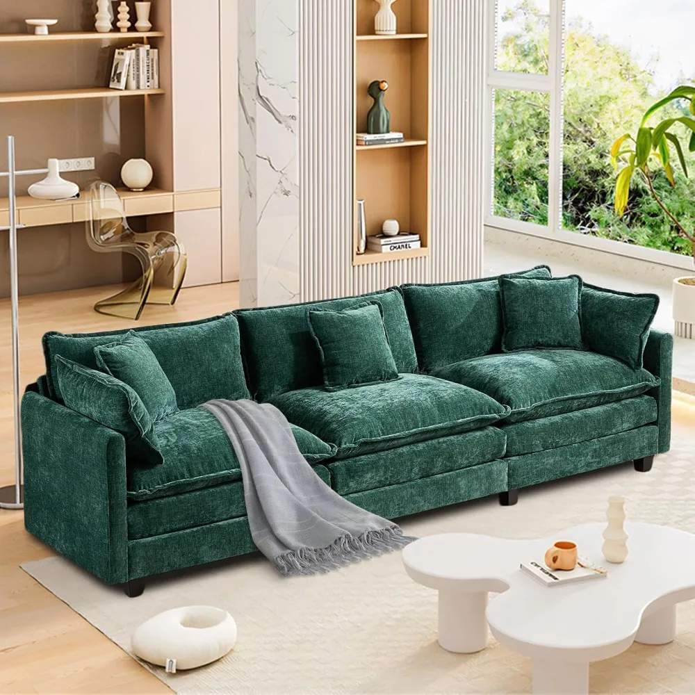 Green Chenille Sectional Sofa 2
