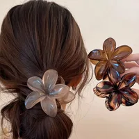 Women's Laser Mermaid Princess Flower Shaped 8cm/3.15in Large-Size Brown Beige Lightweight Plastic Hair Clips Fashionable And 2