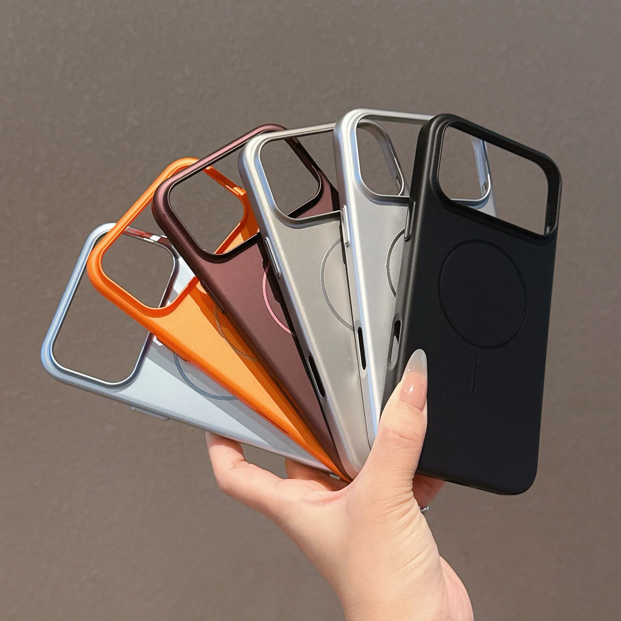 Sleek Metallic Magnetic Phone Case with Wireless Charging & Shockproof Protection
