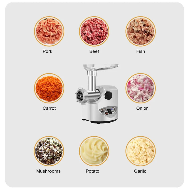 Industrial Meat Mincer with 3 Grinding Plates Sausage Maker Die-cast Aluminum Commercial Meat Grinder 6