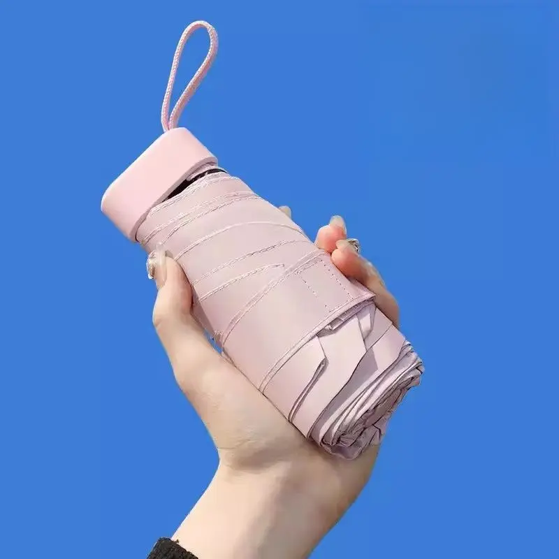 Mini 6-Fold UV Umbrella Super Compact & Windproof Travel Umbrella for Women UPF50+ Sun & Rain Protection 52cm 240g 7 Colors