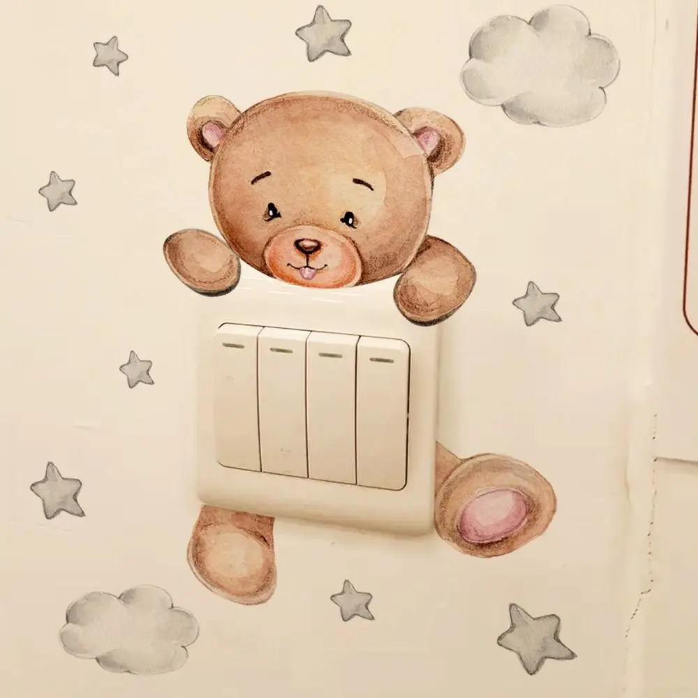 

Cute Giraffe Bear Elephant Star Switch Sticker Kid Baby Bedroom Decoration