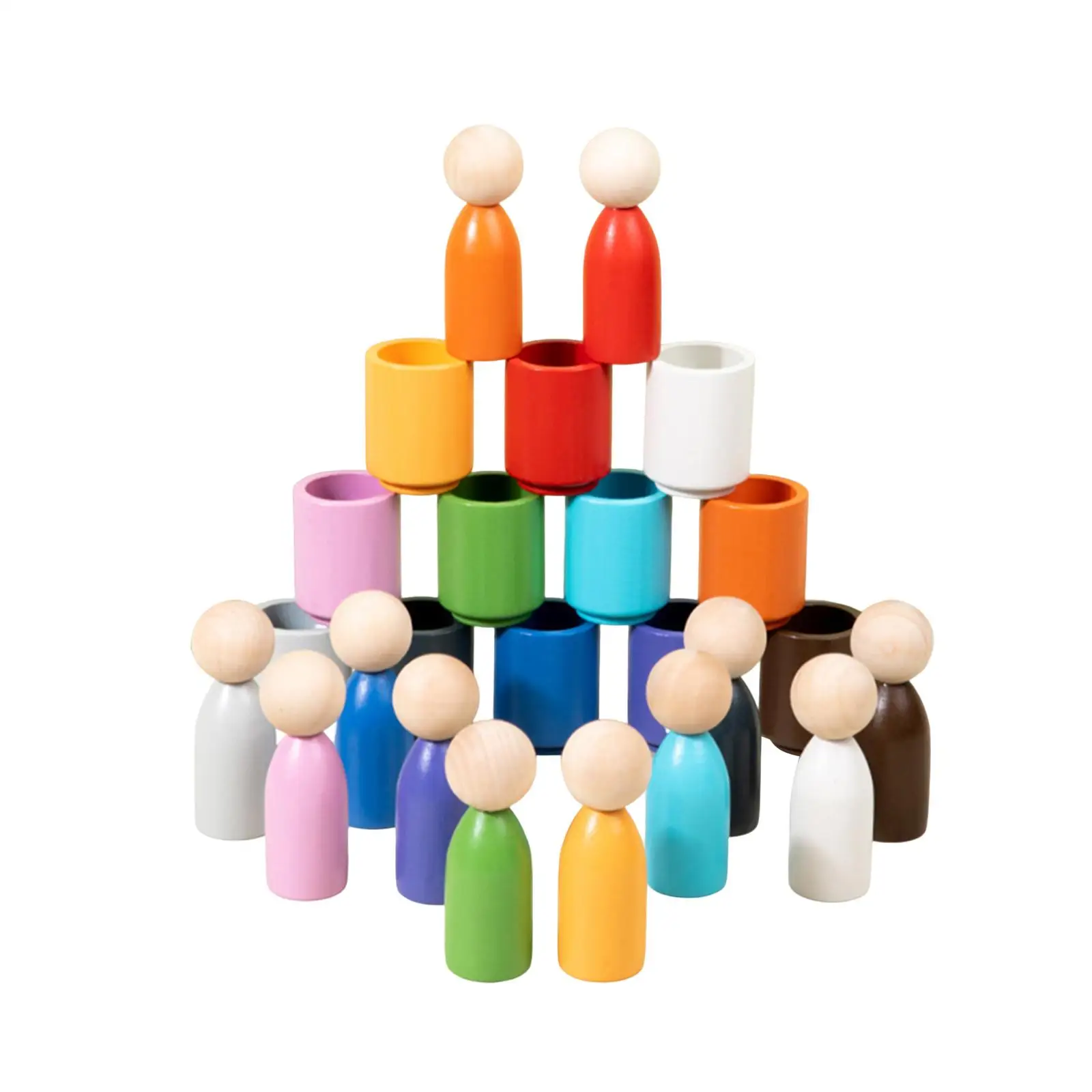 

Wooden Sorter Game Sensory Toys Educational Toys Preschool Learning Toy Wooden Peg Dolls in Cups for Children Boys Kids Toddlers