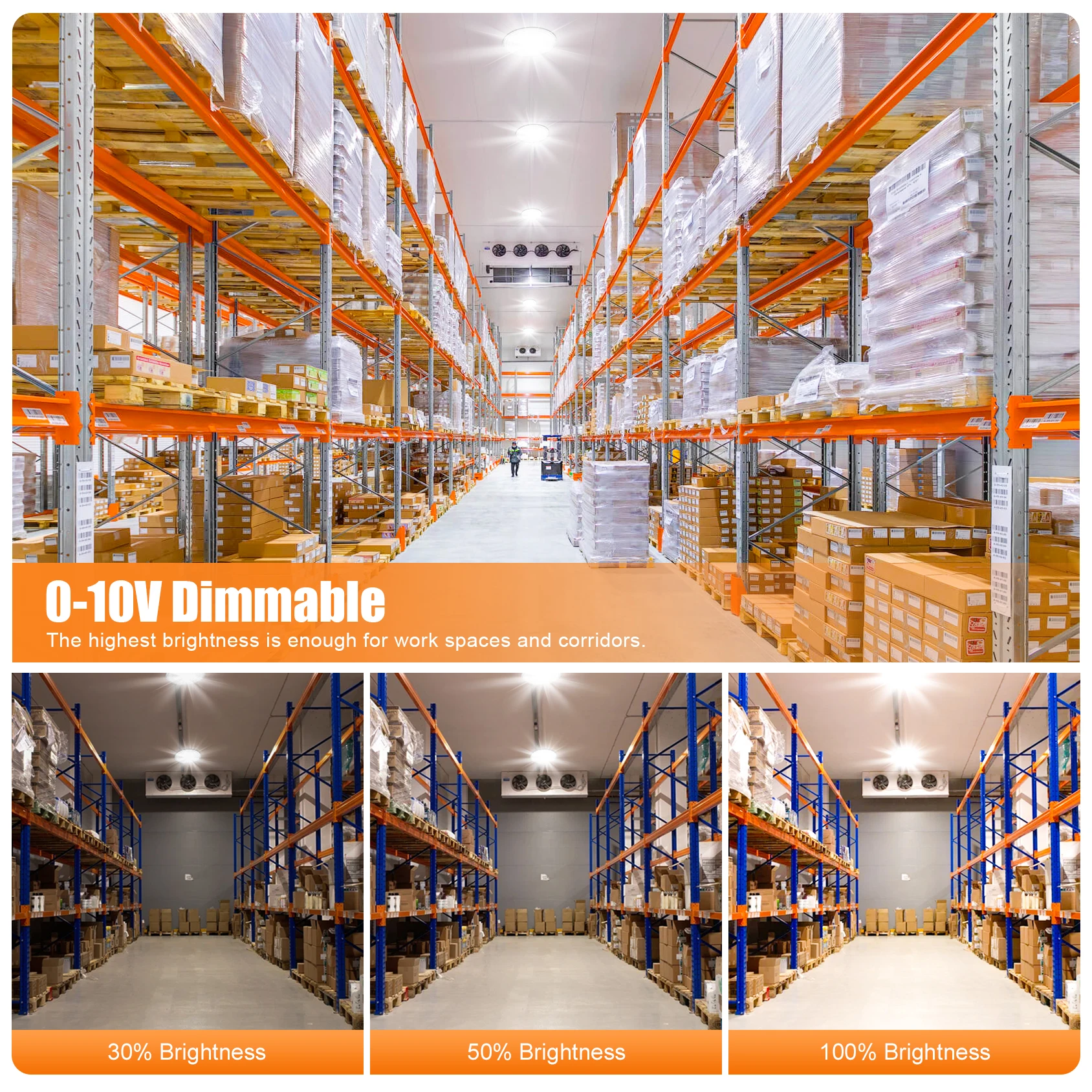 Delivery from USA High Lumens Die-casting Aluminum Motion Sensor Wattage Adjustable LED UFO High Bay 150W 200W 300W 400W